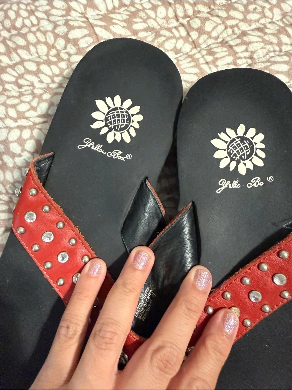 Yellow box red/black sandals w/ silver hardware size 7 1/2 - Picture 5 of 5